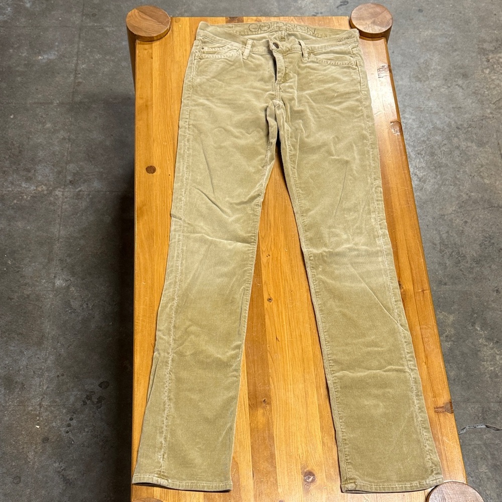 Goldsign Women's Misfit Straight Leg Jeans In Khaki Tan suede